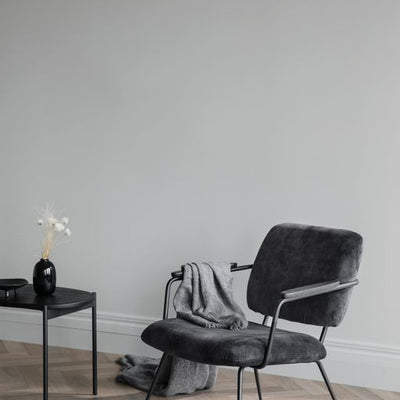 Prescott loungestol grå sammet/svart metall