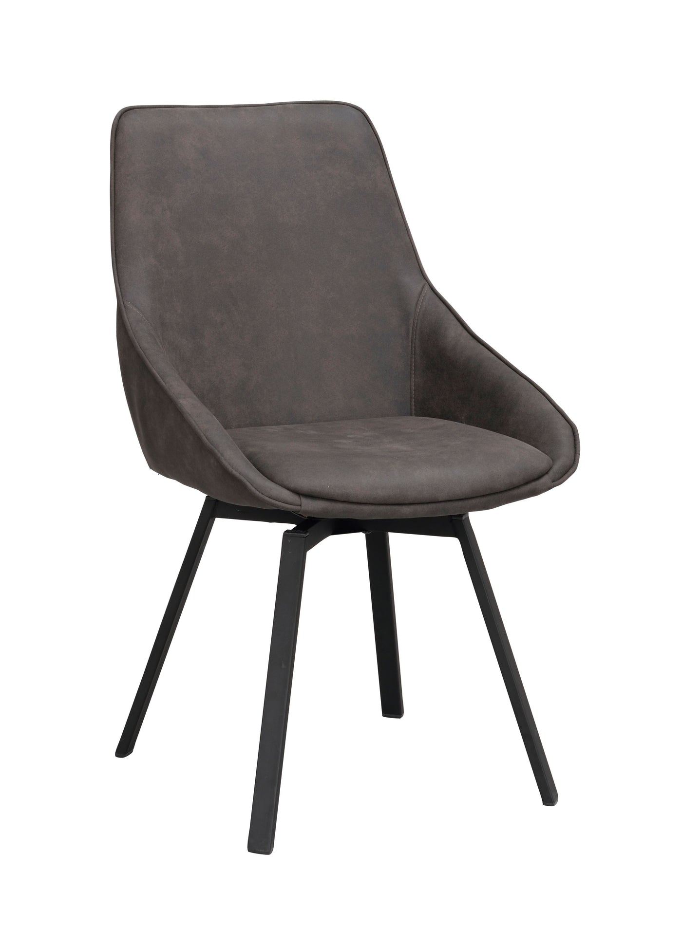 Alison stol mörkgrå microfiber/svarta metallben snurr 2-pack
