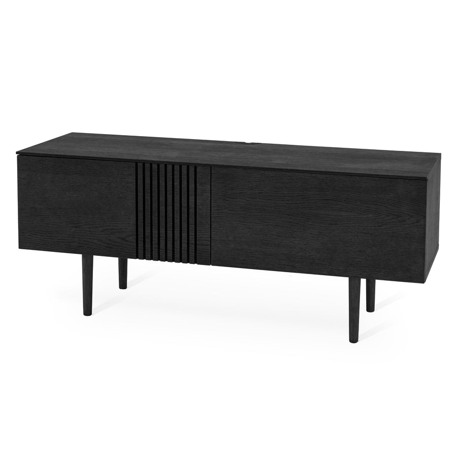 Joel mediabänk 120 svartbetsad fanerad ek