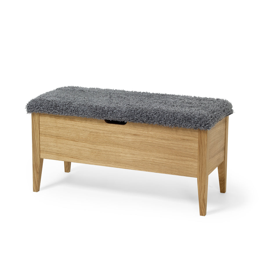 Klinte bänk 90 cm oljad ek med fårpäls
