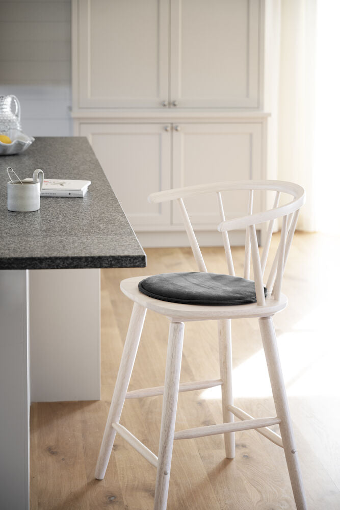 Fulton sittdyna rund svart läder-textil
