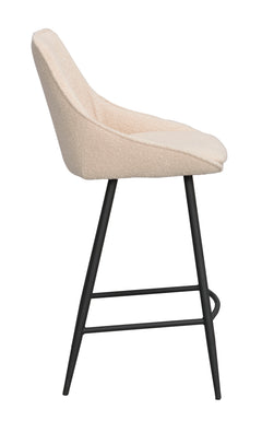 Sierra barstol beige bouclé/svarta metallben 2-pack