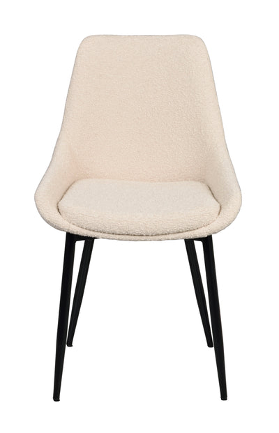 Sierra stol beige bouclé/svarta metall ben 2-pack