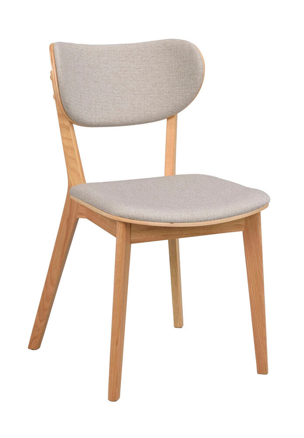 Kato stol lackad ek/grå-beige tyg 2-pack
