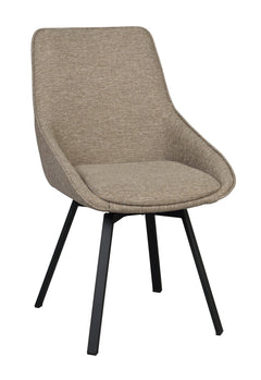 Alison stol mörkbeige tyg/svarta metallben snurr 2-pack