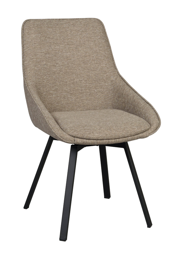 Alison stol mörkbeige tyg/svarta metallben snurr 2-pack