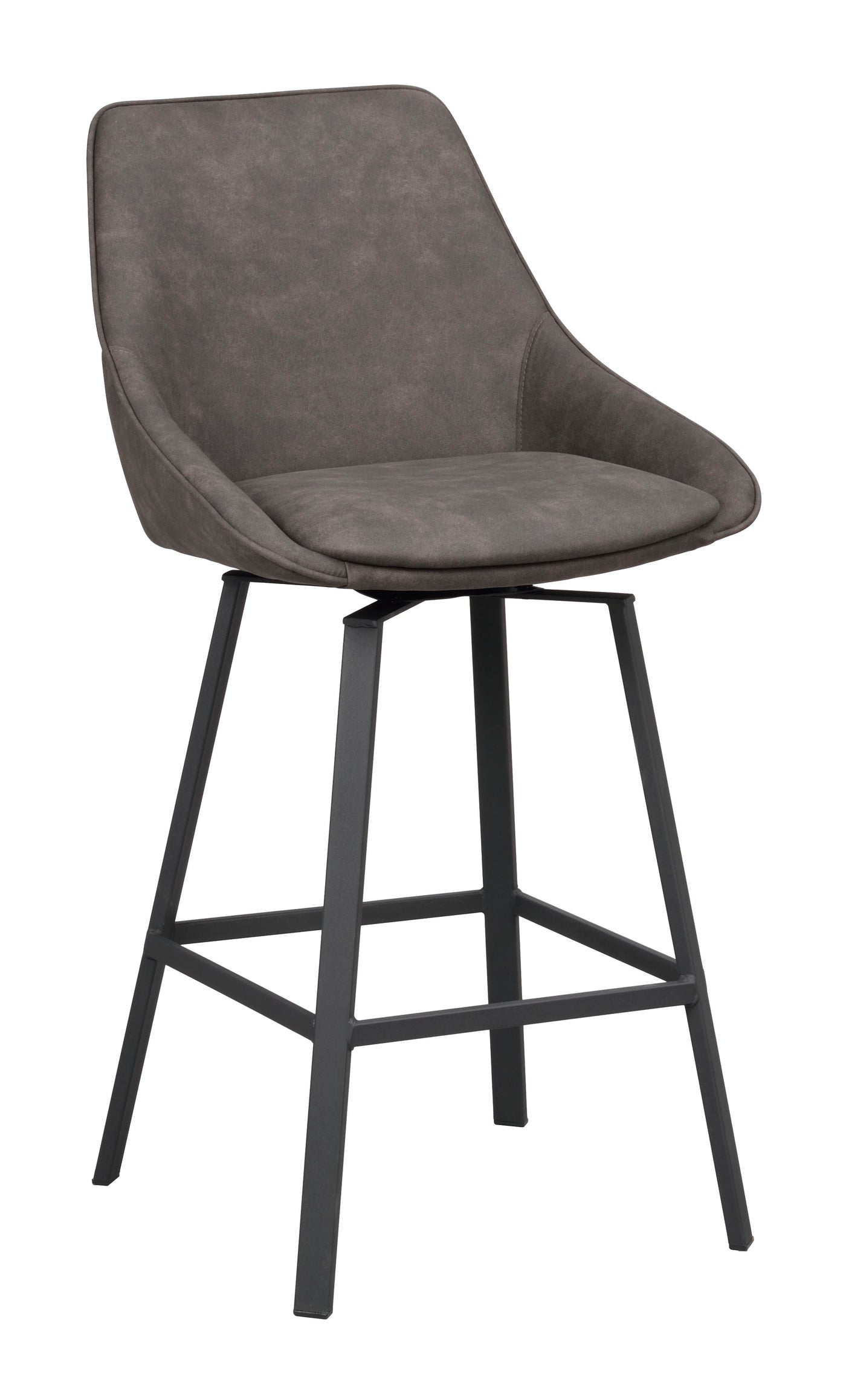 Alison barstol med snurr mörkgrå microfiber/svarta metallben 2-pack