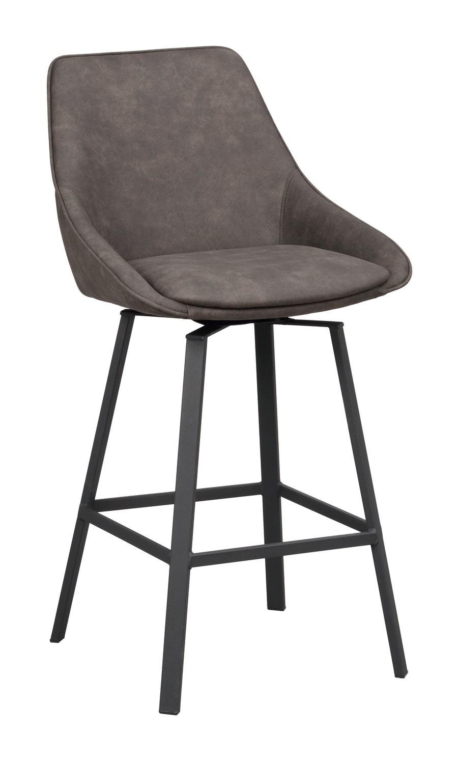 Alison barstol med snurr mörkgrå microfiber/svarta metallben 2-pack