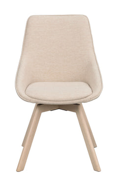 Alison stol ljusbeige tyg/vitpigmenterade ekben snurr 2-pack