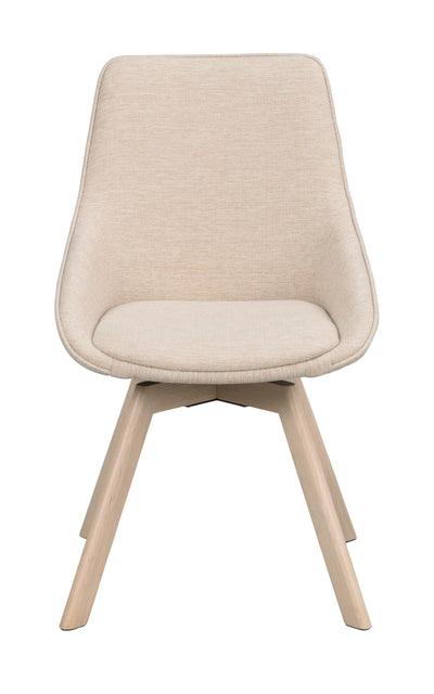 Alison stol ljusbeige tyg/vitpigmenterade ekben snurr 2-pack