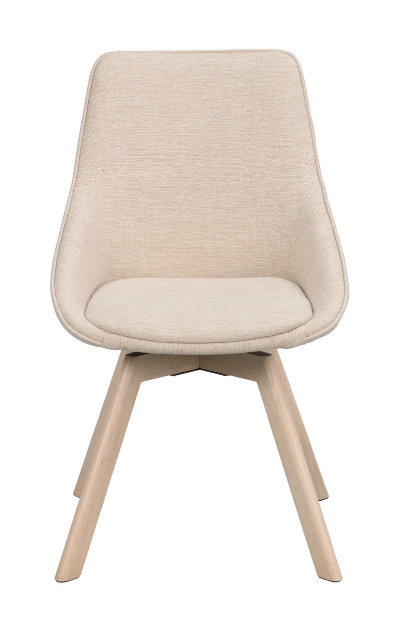 Alison stol ljusbeige tyg/vitpigmenterade ekben snurr 2-pack