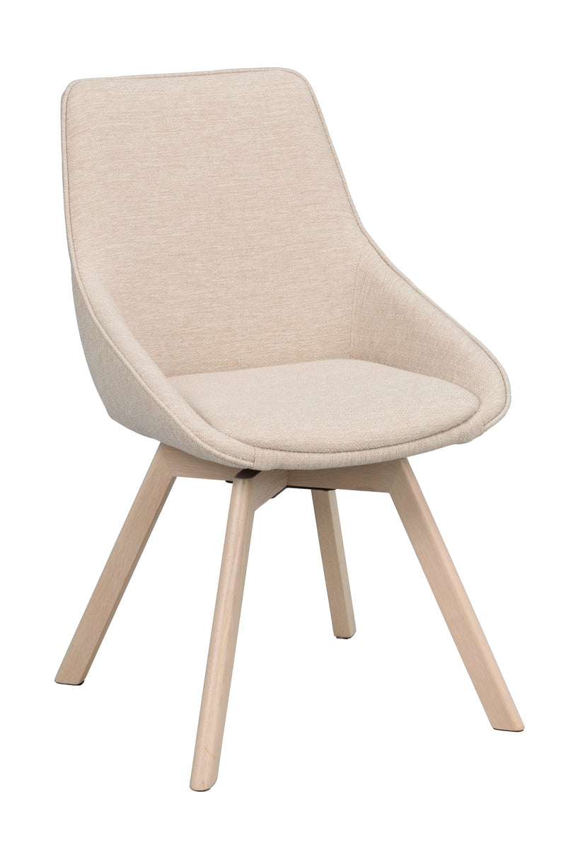 Alison stol ljusbeige tyg/vitpigmenterade ekben snurr 2-pack