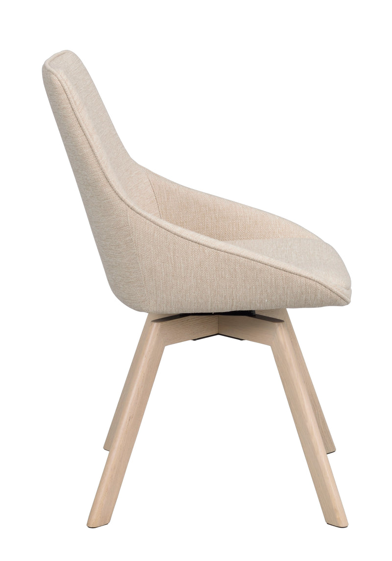 Alison stol ljusbeige tyg/vitpigmenterade ekben snurr 2-pack