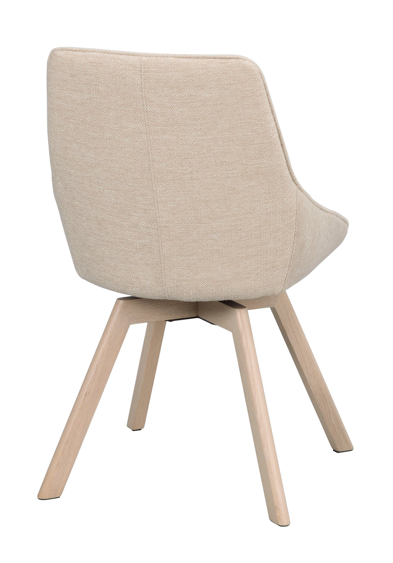 Alison stol ljusbeige tyg/vitpigmenterade ekben snurr 2-pack