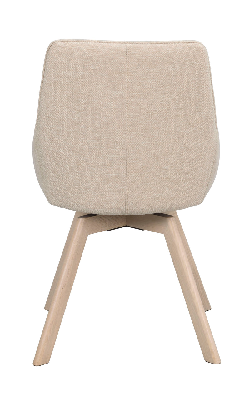 Alison stol ljusbeige tyg/vitpigmenterade ekben snurr 2-pack