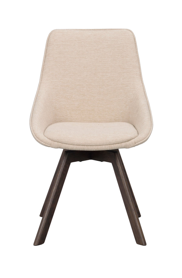 Alison stol ljusbeige tyg/bruna ekben snurr 2-pack