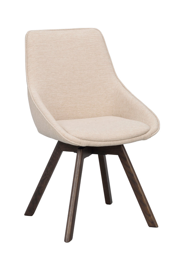 Alison stol ljusbeige tyg/bruna ekben snurr 2-pack