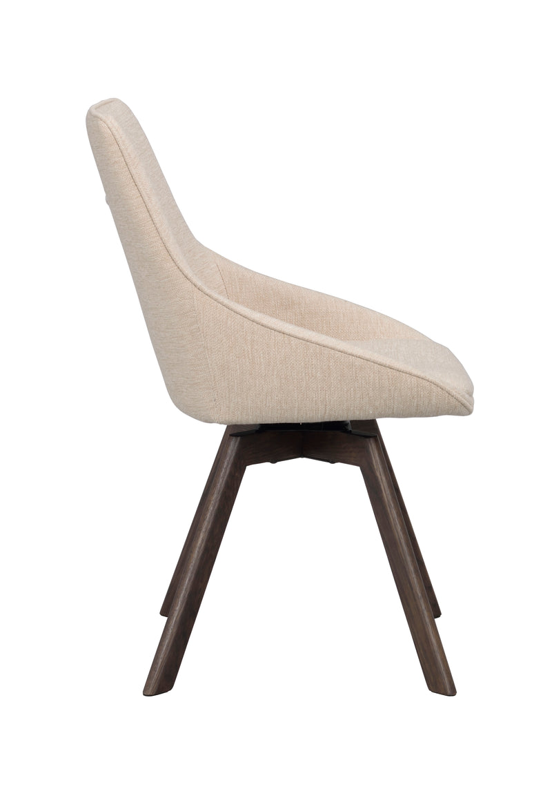 Alison stol ljusbeige tyg/bruna ekben snurr 2-pack