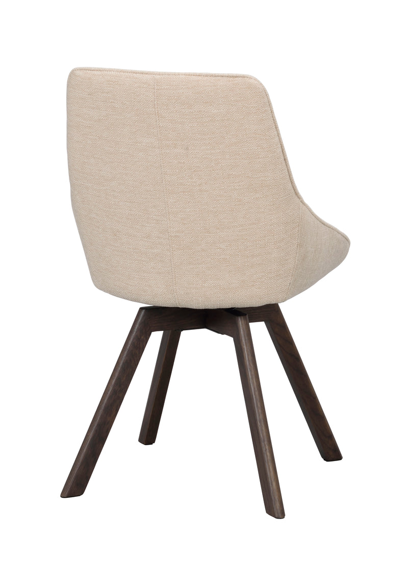 Alison stol ljusbeige tyg/bruna ekben snurr 2-pack