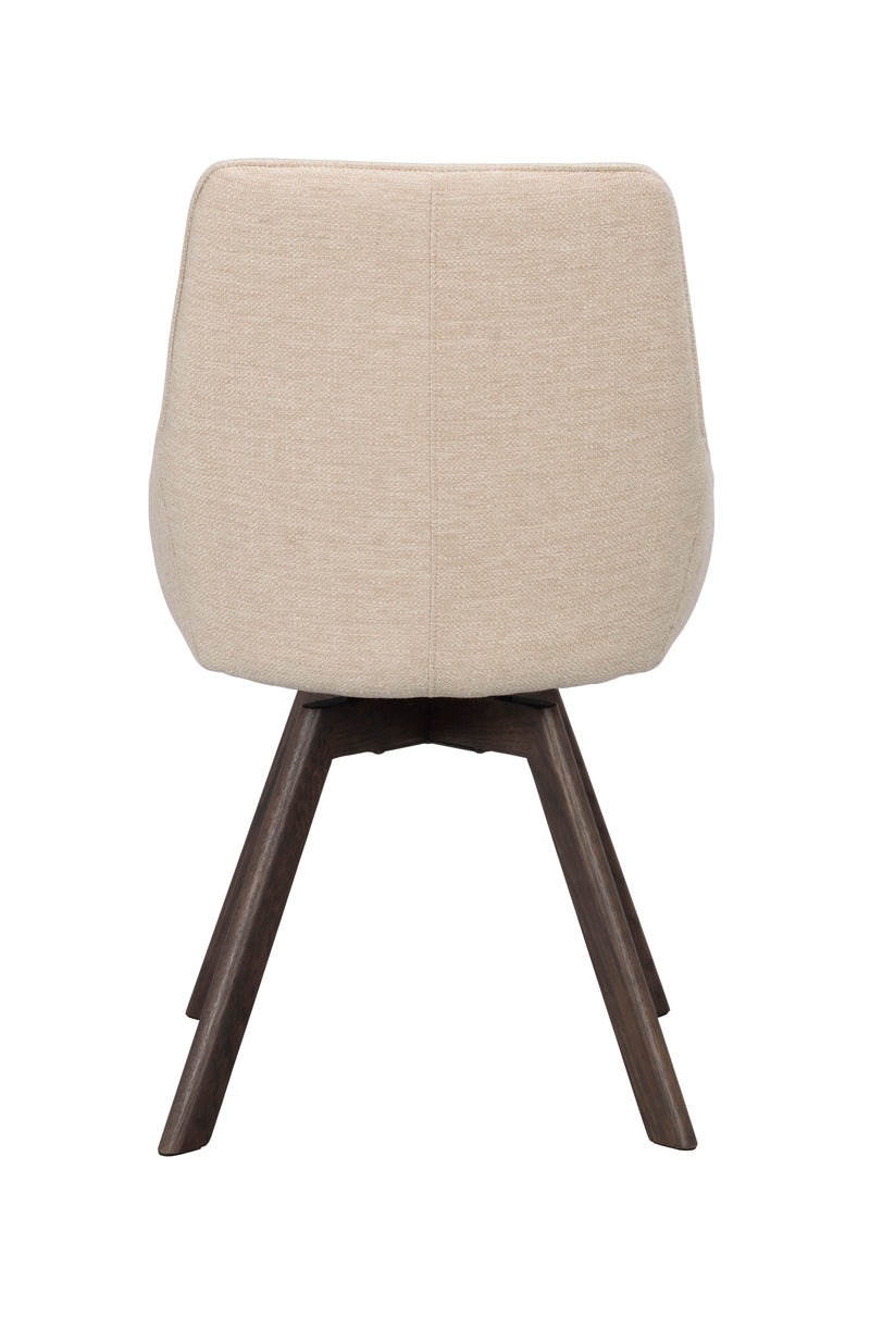 Alison stol ljusbeige tyg/bruna ekben snurr 2-pack