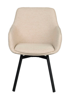 Alison karmstol ljusbeige tyg/svarta metallben snurr 2-pack
