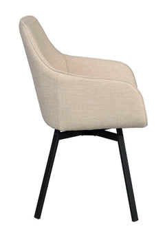 Alison karmstol ljusbeige tyg/svarta metallben snurr 2-pack