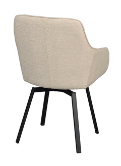 Alison karmstol ljusbeige tyg/svarta metallben snurr 2-pack