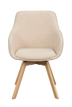 Alison karmstol ljusbeige tyg/ekben snurr 2-pack