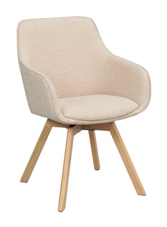 Alison karmstol ljusbeige tyg/ekben snurr 2-pack