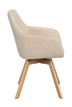 Alison karmstol ljusbeige tyg/ekben snurr 2-pack