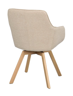 Alison karmstol ljusbeige tyg/ekben snurr 2-pack