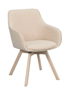 Alison karmstol ljusbeige tyg/vitpigmenterade ekben snurr 2-pack