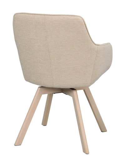 Alison karmstol ljusbeige tyg/vitpigmenterade ekben snurr 2-pack