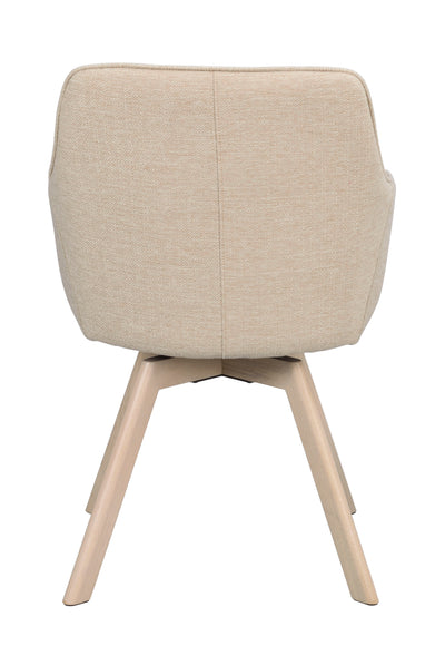Alison karmstol ljusbeige tyg/vitpigmenterade ekben snurr 2-pack