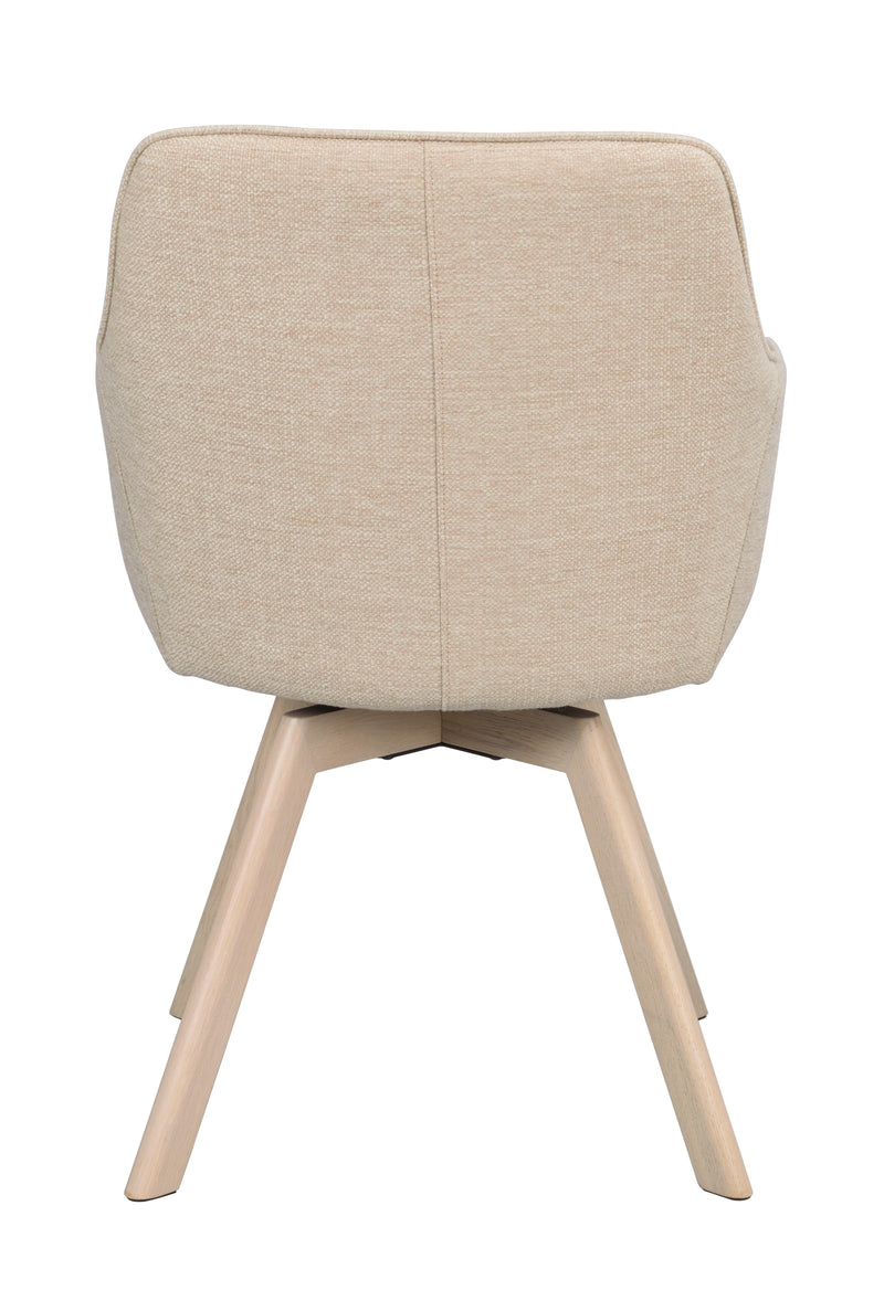 Alison karmstol ljusbeige tyg/vitpigmenterade ekben snurr 2-pack
