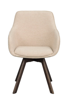 Alison karmstol ljusbeige tyg/bruna ekben snurr 2-pack