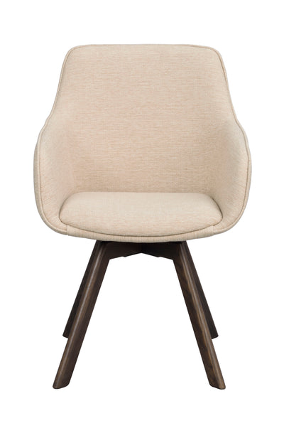 Alison karmstol ljusbeige tyg/bruna ekben snurr 2-pack