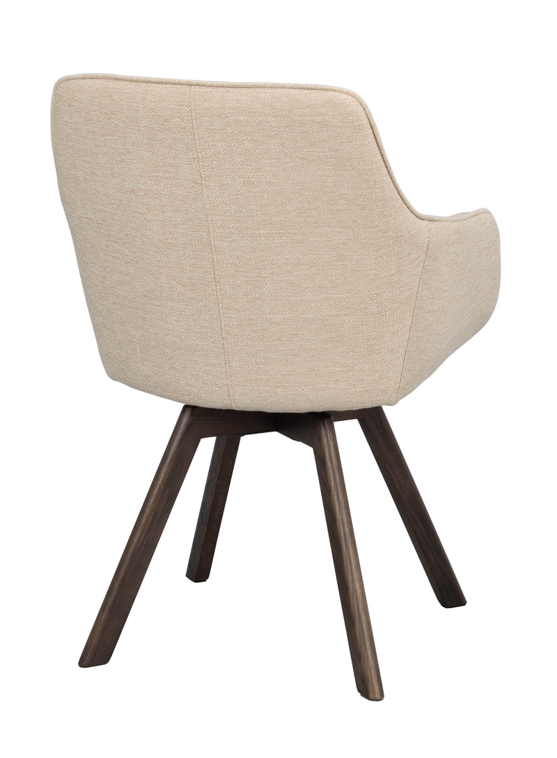 Alison karmstol ljusbeige tyg/bruna ekben snurr 2-pack