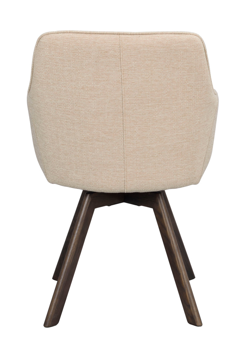 Alison karmstol ljusbeige tyg/bruna ekben snurr 2-pack