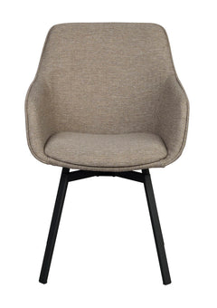 Alison karmstol mörkbeige tyg/svarta metallben snurr 2-pack