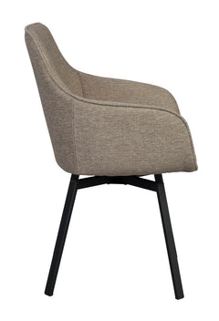 Alison karmstol mörkbeige tyg/svarta metallben snurr 2-pack