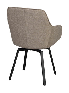 Alison karmstol mörkbeige tyg/svarta metallben snurr 2-pack