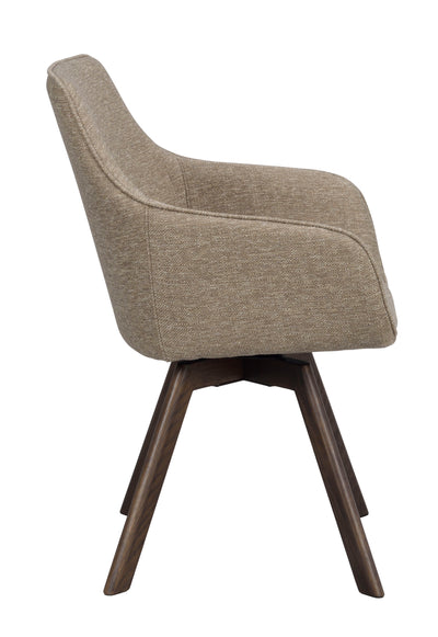 Alison karmstol mörkbeige tyg/bruna ekben snurr 2-pack