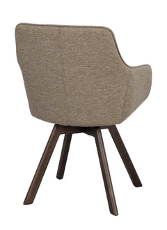 Alison karmstol mörkbeige tyg/bruna ekben snurr 2-pack