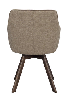 Alison karmstol mörkbeige tyg/bruna ekben snurr 2-pack