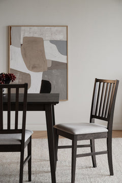 Filippa stol mörkbrun ek/beige tyg 2-pack