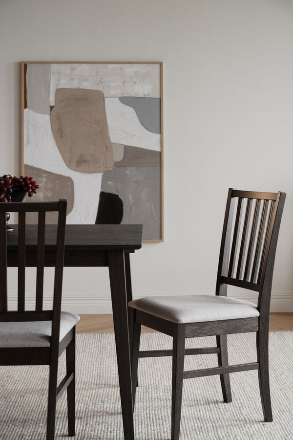 Filippa stol mörkbrun ek/beige tyg 2-pack