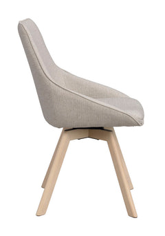 Alison stol beige tyg/vitpigmenterade ekben snurr 2-pack