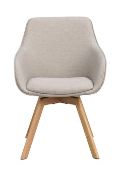 Alison karmstol beige tyg/ekben snurr 2-pack