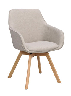 Alison karmstol beige tyg/ekben snurr 2-pack